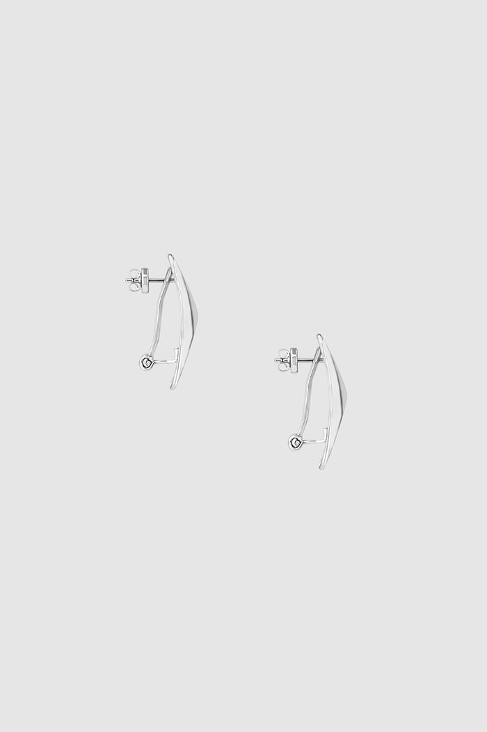 ANINE BING Curved Rectangle Earrings - Silver