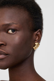 ANINE BING Curved Shell Earrings - Gold - On Model View 