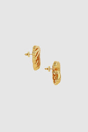 ANINE BING Curved Shell Earrings - Gold - Side View 
