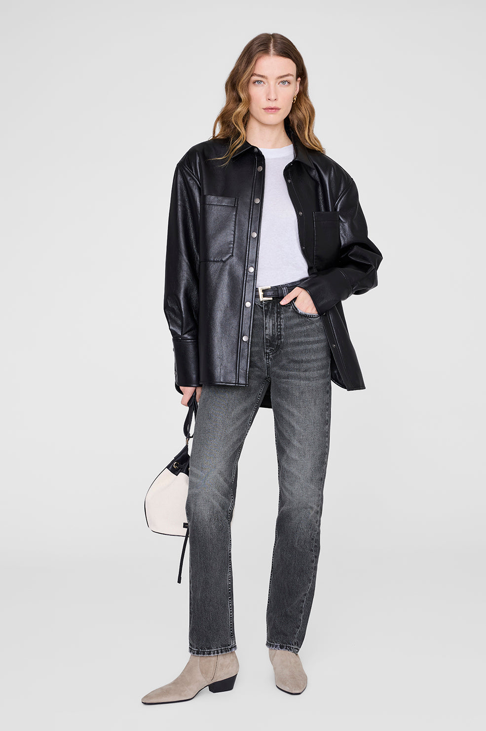 ANINE BING Dante Shirt - Black - on model front