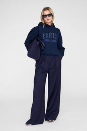 ANINE BING Debbie Shrunken Hoodie Paris - Washed Navy - on model front