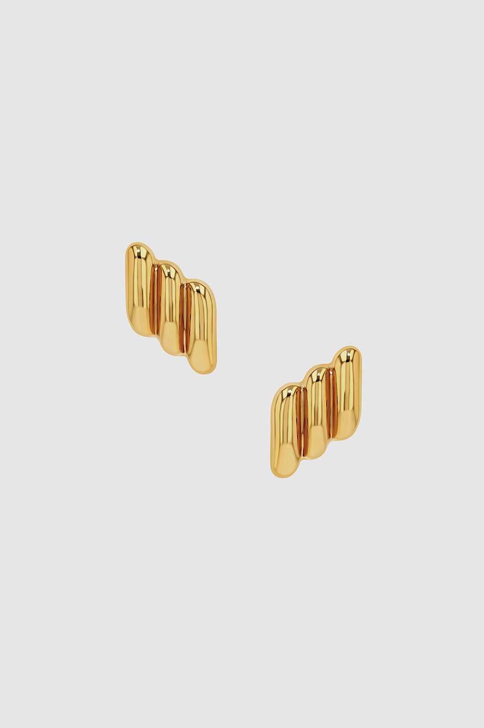 Diagonal Ribbed Earrings - Gold View 1