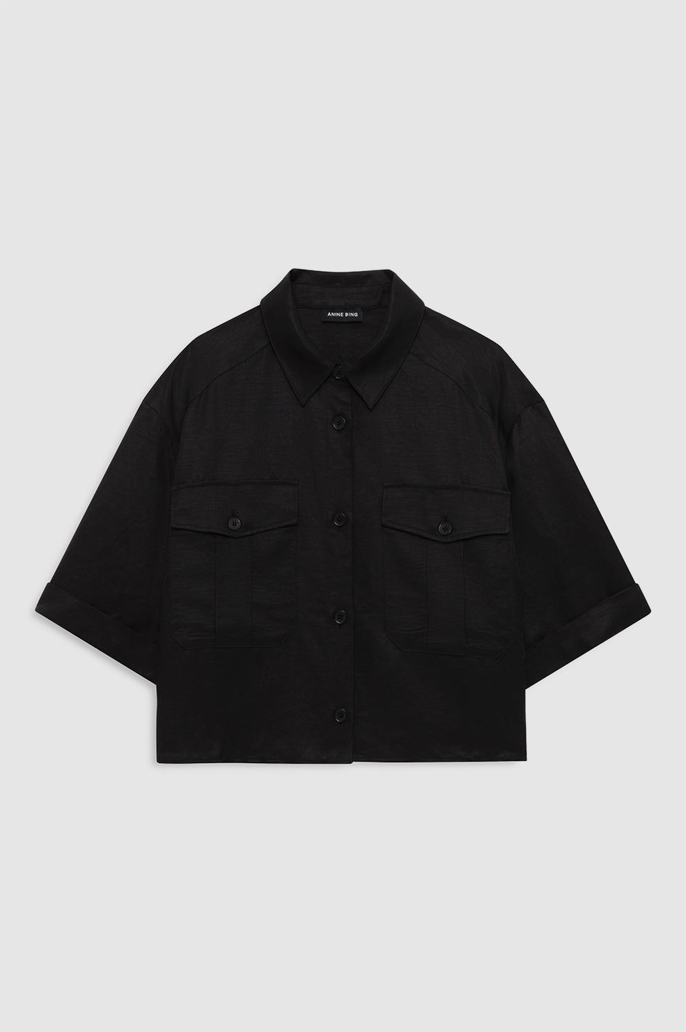 Edith Shirt - Black Linen Blend View 3