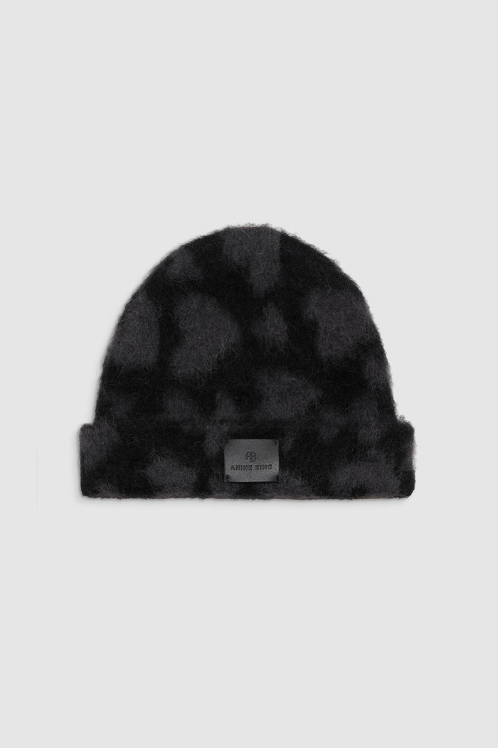 ANINE BING Elia Beanie - Black And Grey Heart