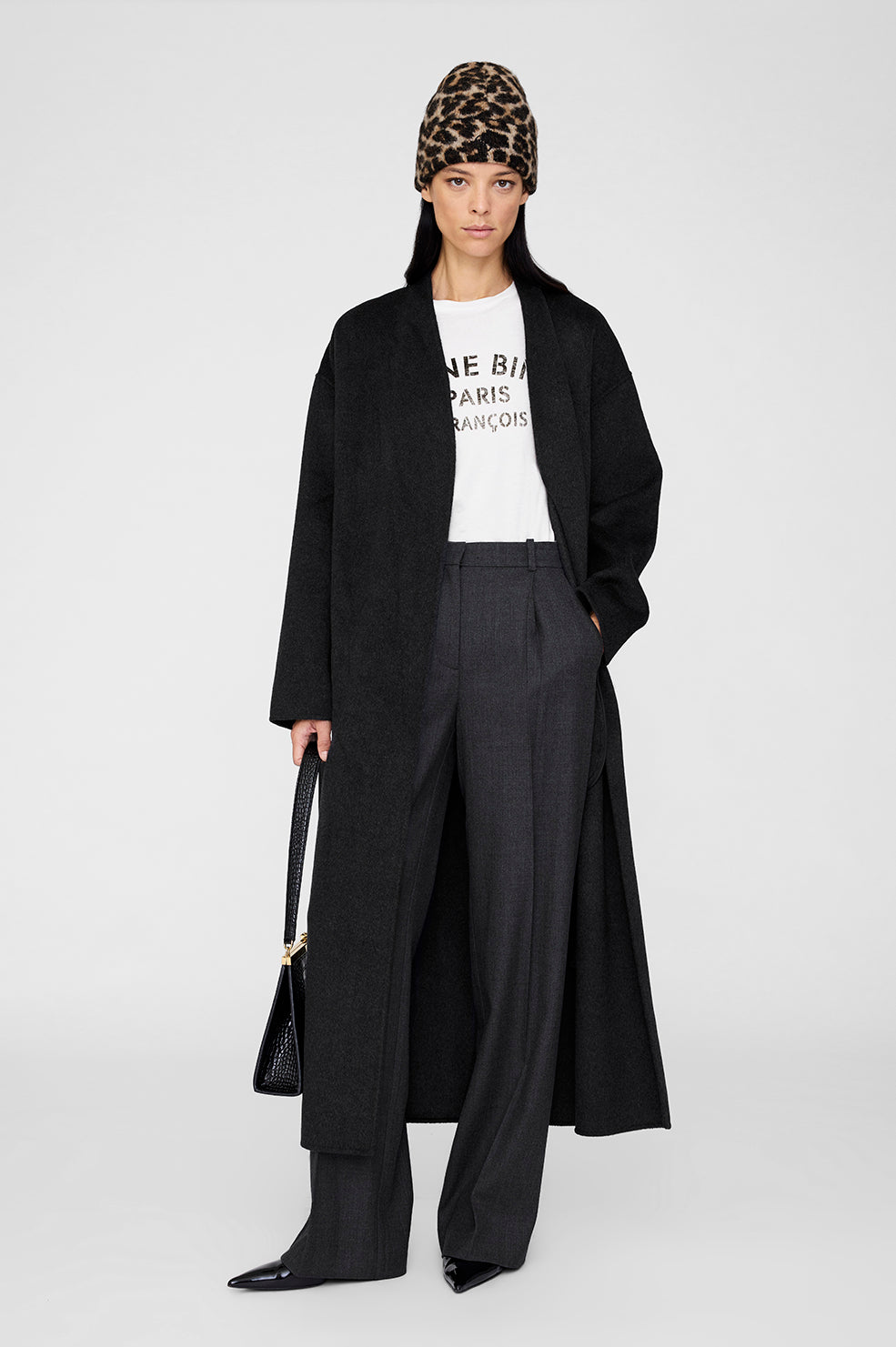 Elia Beanie - Grey Leopard View 2