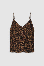 ANINE BING Ellen Top - Black And Brown Leopard - front view