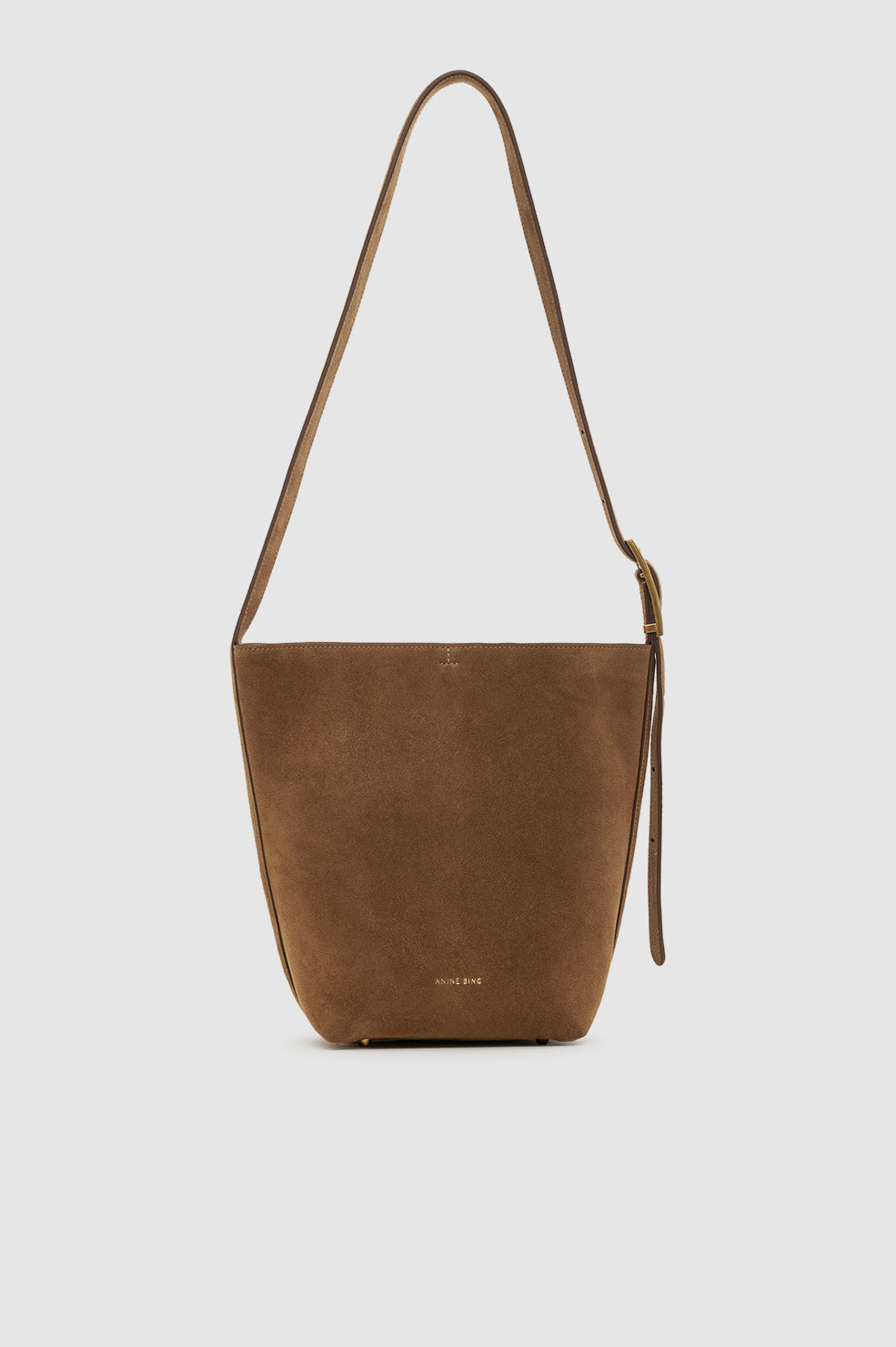 Elly Medium Bucket Bag Suede - Tobacco View 1