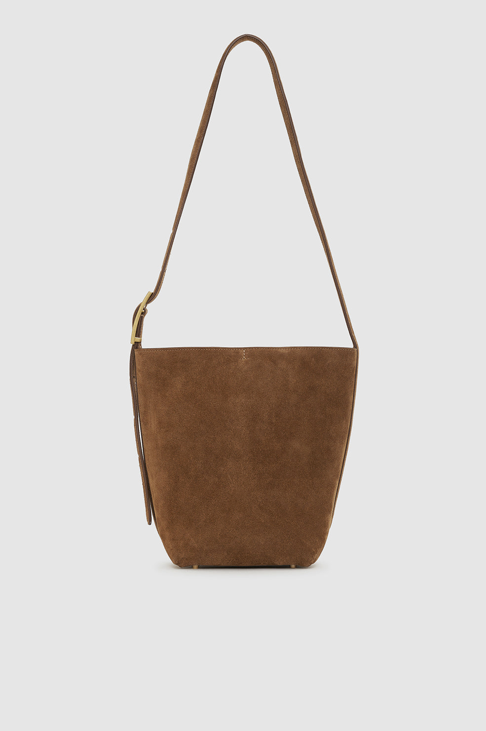 Elly Medium Bucket Bag Suede - Tobacco View 3
