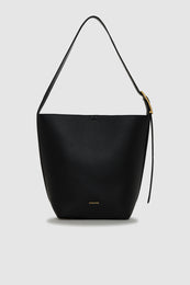 ANINE BING Elly Bucket Bag Grained Leather - Black  front view