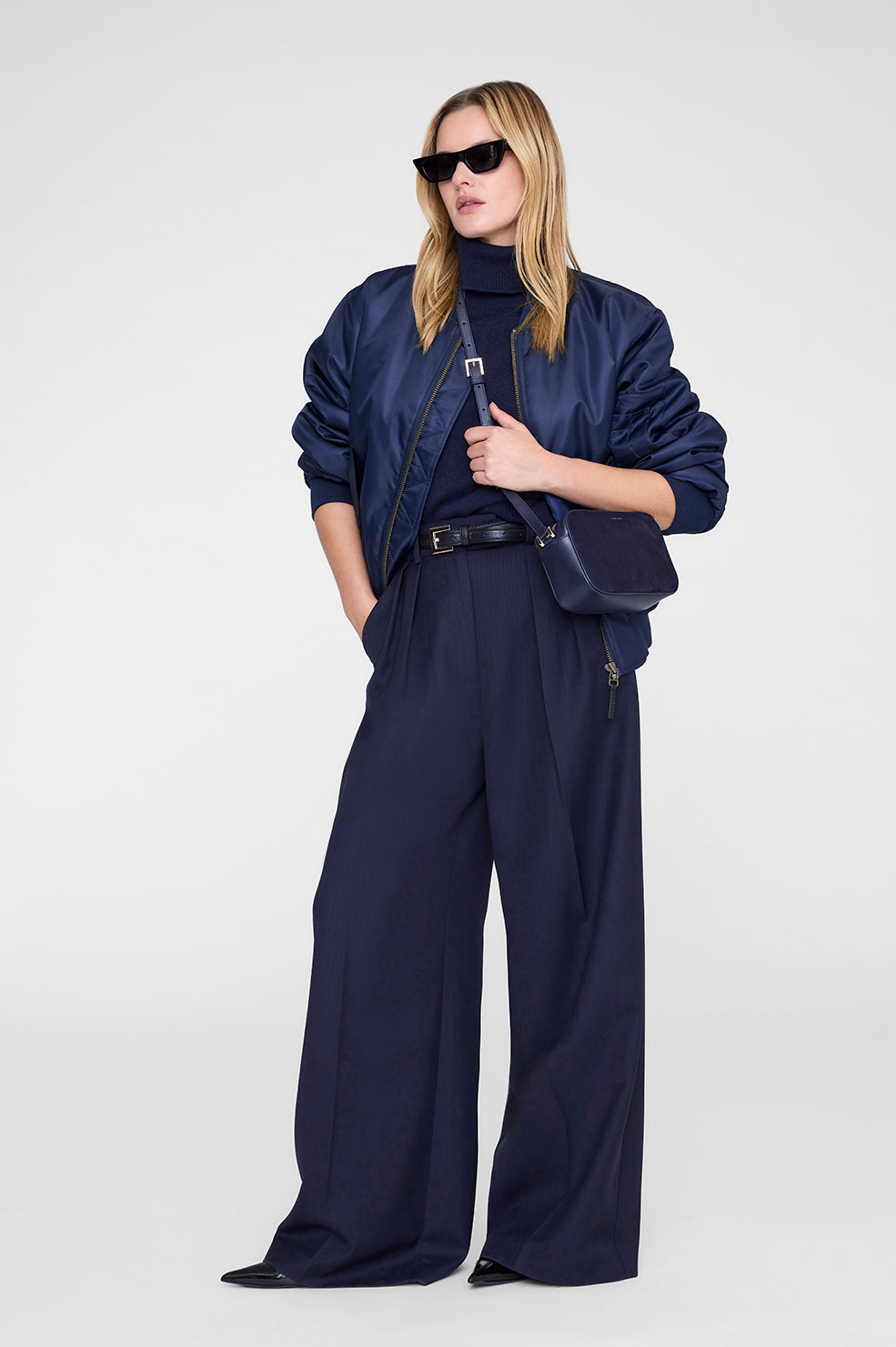 Elly Camera Bag - Navy Suede