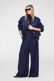 ANINE BING Elly Camera Bag - Navy Suede - on model front