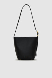 ANINE BING Elly Medium Bucket Bag Grained Leather - Black - front view