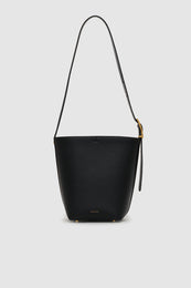 ANINE BING Elly Medium Bucket Bag Grained Leather - Black - front view