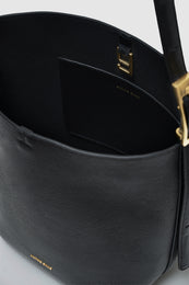 ANINE BING Elly Medium Bucket Bag Grained Leather - Black - top view