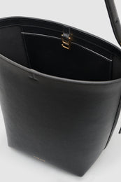 ANINE BING Elly Medium Bucket Bag Grained Leather - Black - inside view