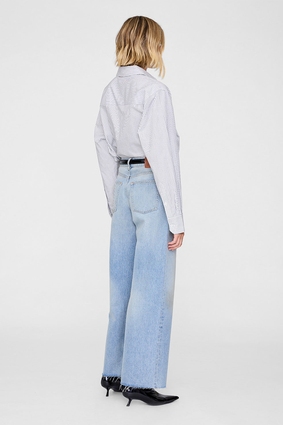 ANINE BING Essie Shirt - White And Navy Stripe - On Model Back 