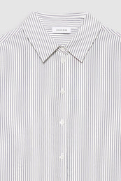 ANINE BING Essie Shirt - White And Navy Stripe - Detail View 