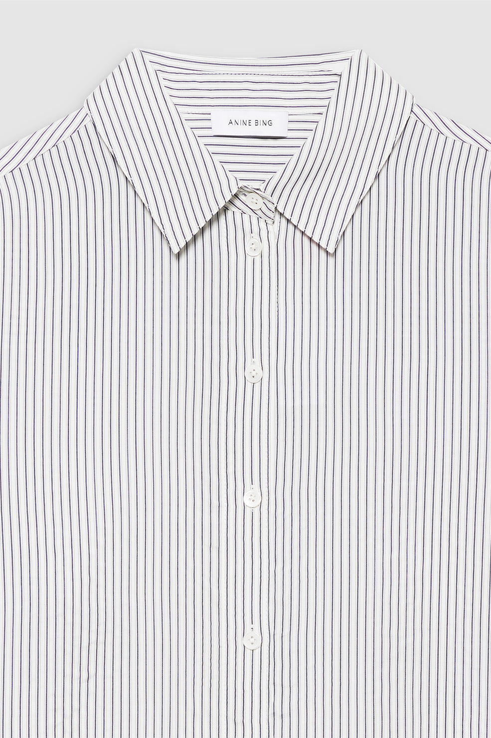 ANINE BING Essie Shirt - White And Navy Stripe - Detail View 