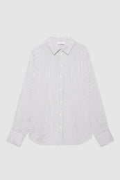 ANINE BING Essie Shirt - White And Navy Stripe - Front View 