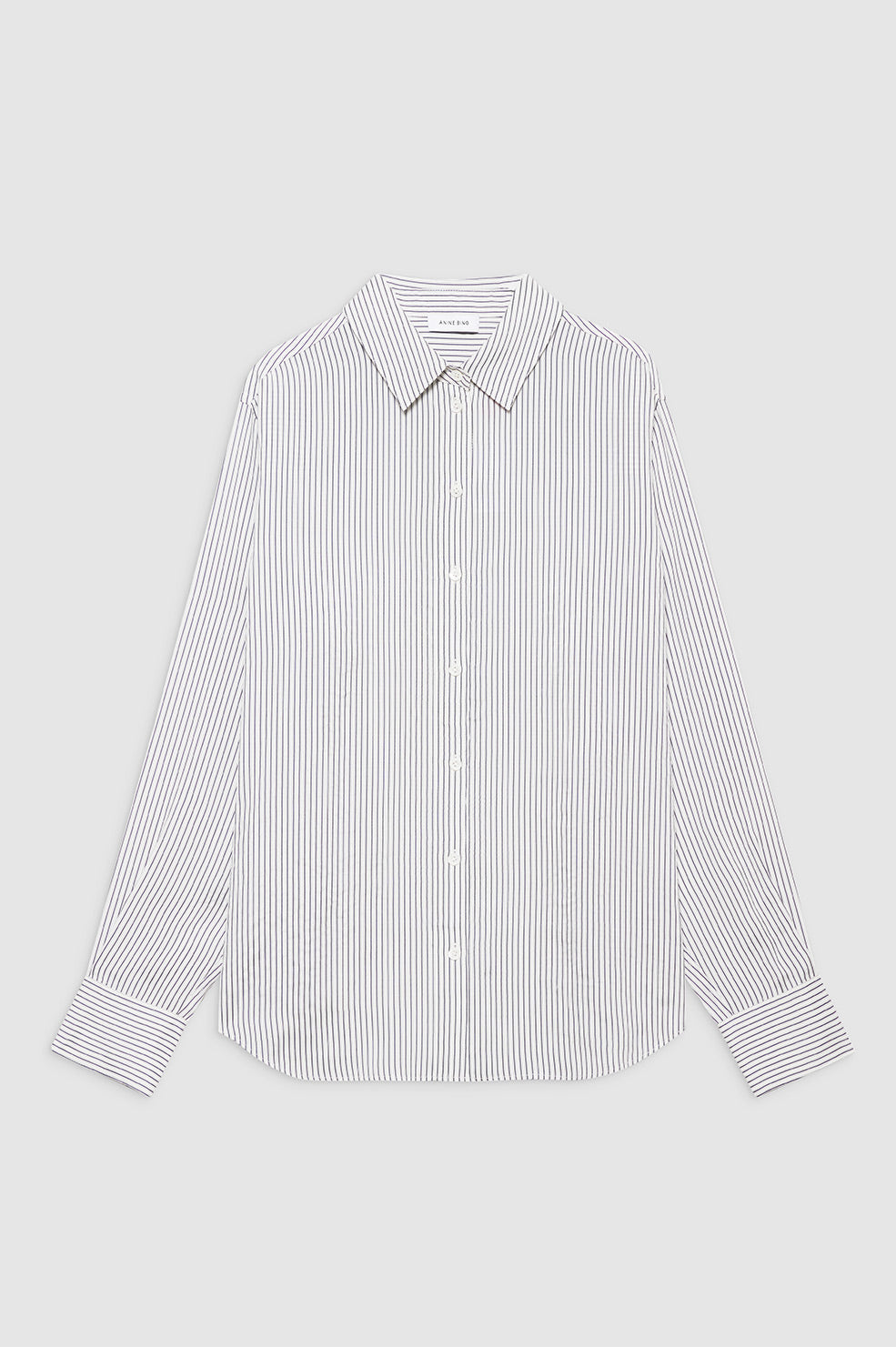 ANINE BING Essie Shirt - White And Navy Stripe - Front View 