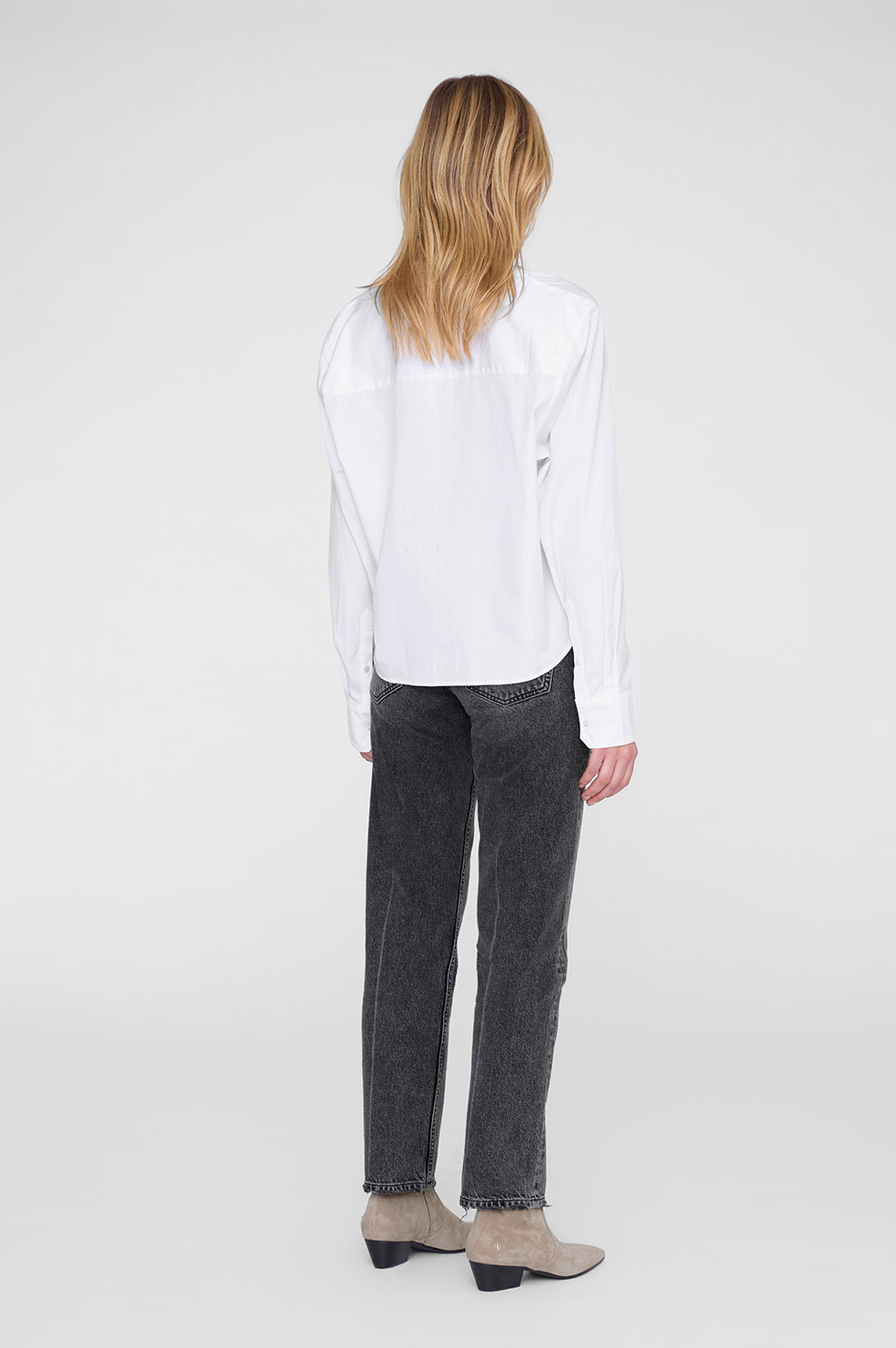 ANINE BING Essie Cropped Shirt - White - on model back