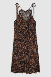 ANINE BING Flora Dress - Black And Brown Leopard - front view