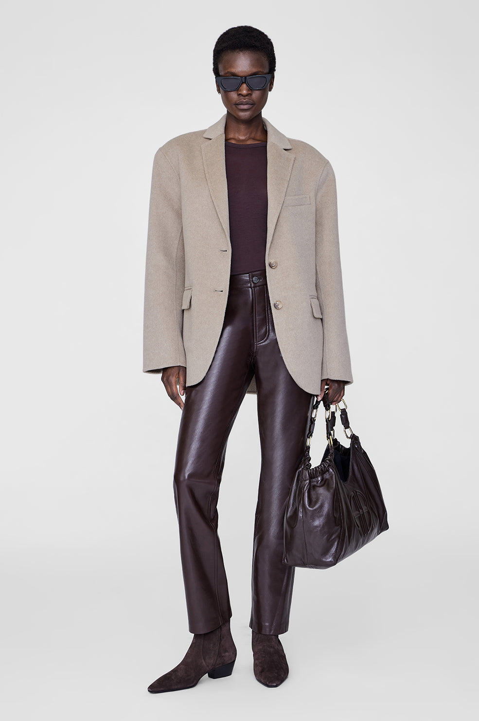 Freya Flat Boots - Dark Brown Suede View 3