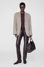 ANINE BING Freya Flat Boots - Dark Brown Suede - On Model Front