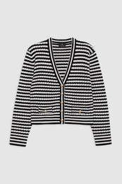 ANINE BING Gwen Cardigan - Black And Ivory Stripe