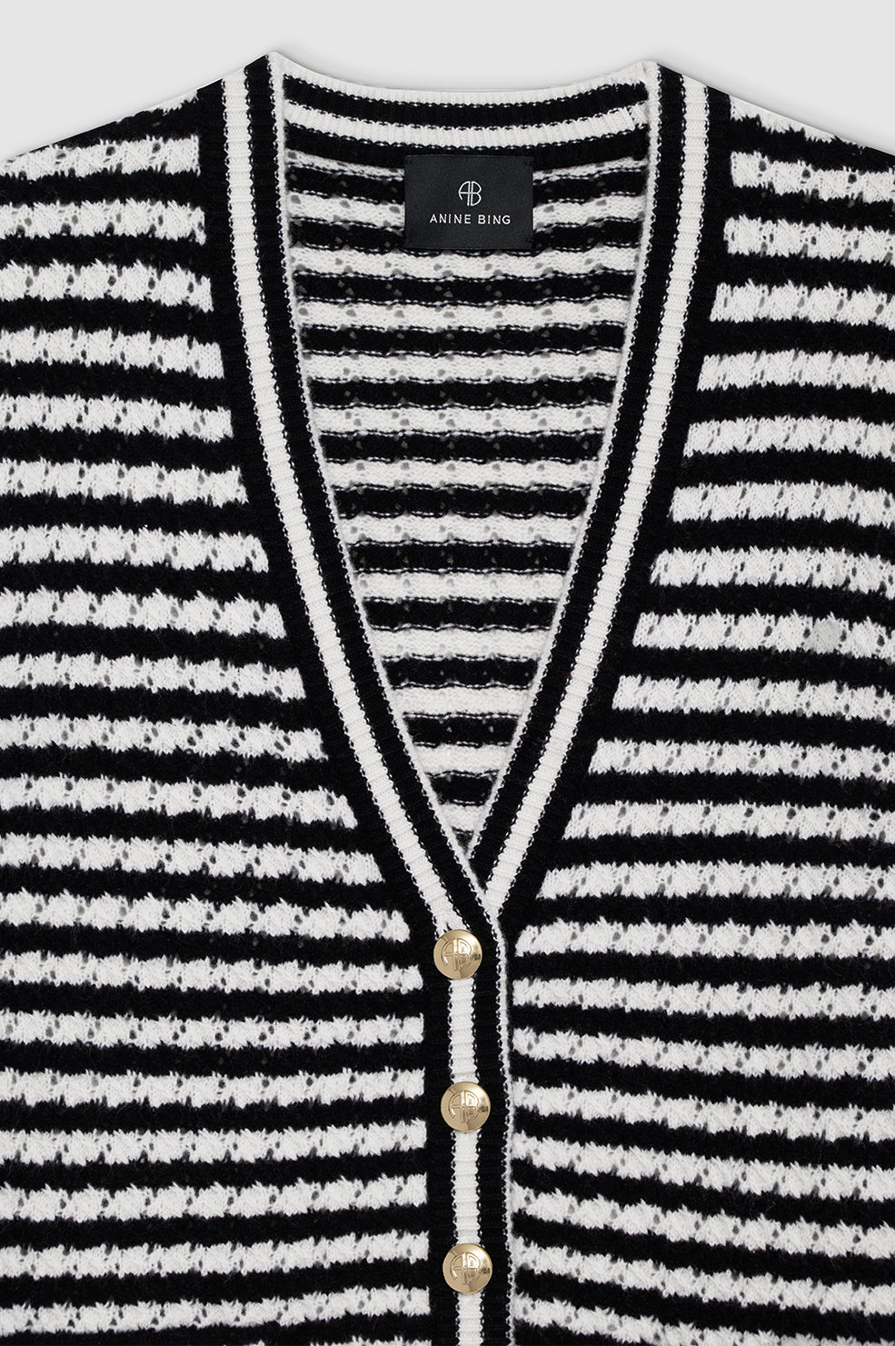 Gwen Cardigan - Black And Ivory Stripe View 4