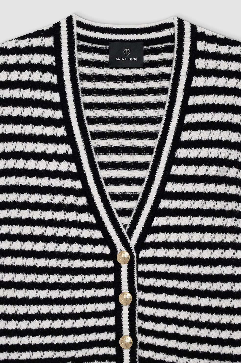 ANINE BING Gwen Cardigan - Black And Ivory Stripe