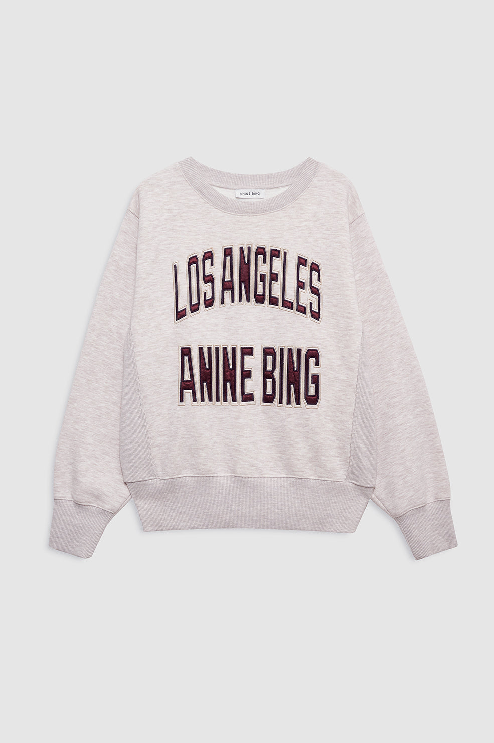 ANINE BING Harry Shrunken Sweatshirt La - Oatmeal Melange - front view