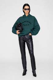 ANINE BING Harvey Sweatshirt Paris - Dark Teal - On Model Front