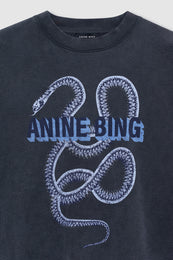 ANINE BING Harvey Crew Sweatshirt Snake - Washed Black - detail view
