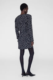 ANINE BING Haven Dress - Black And White Dot Jacquard - on model back
