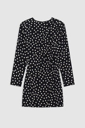 ANINE BING Haven Dress - Black And White Dot Jacquard - front view