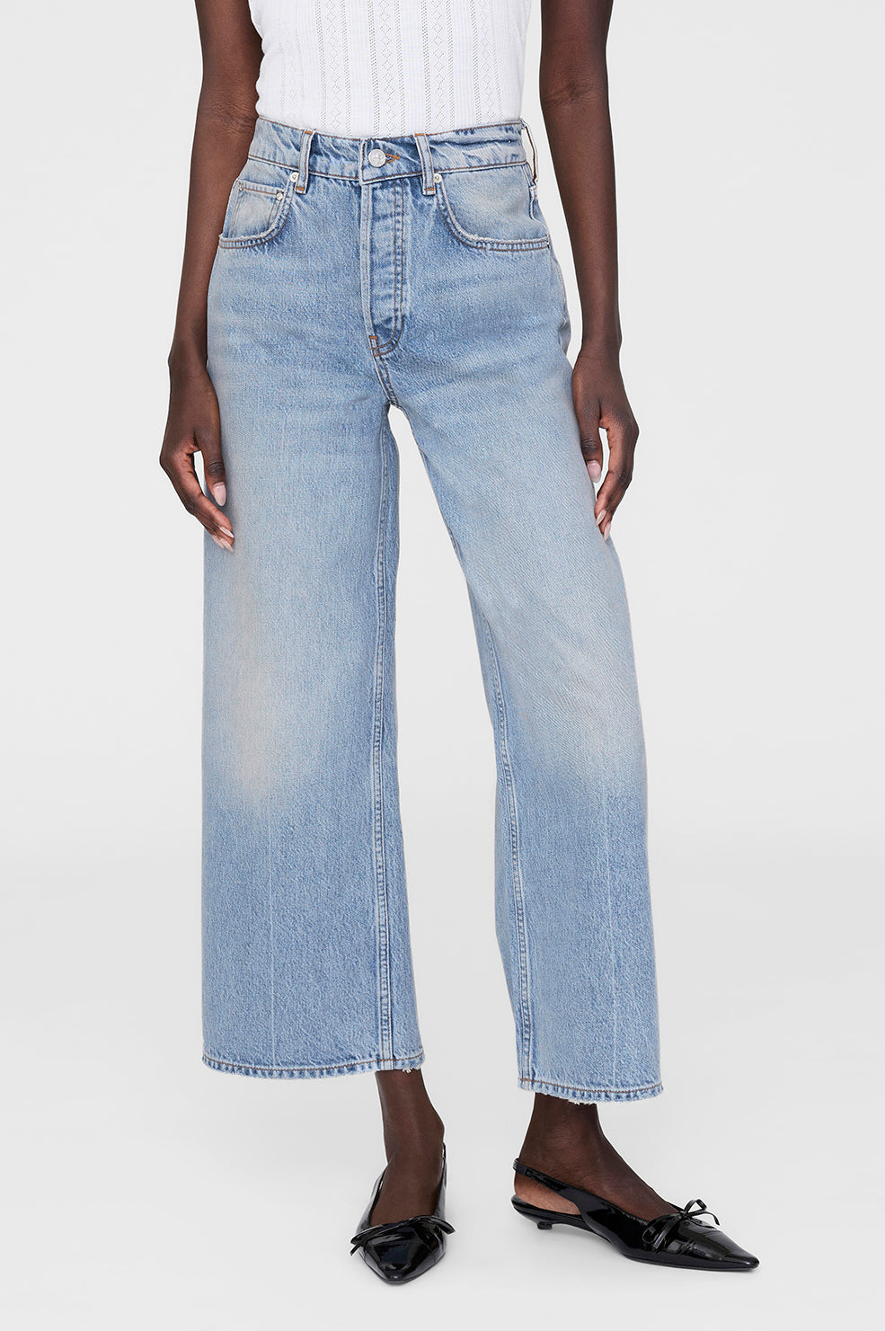 ANINE BING Heath Jean - Blizzard Blue - On Model Front Second Image  