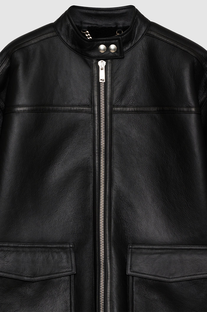 ANINE BING Henry Jacket - Black Leather With Shearling