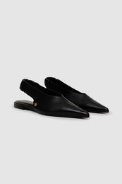 ANINE BING Hilda Slingback Flats - Black - Front View 