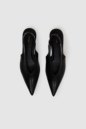ANINE BING Hilda Slingback Flats - Black - Top View 