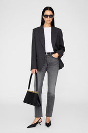 ANINE BING Hilda Slingback Pumps - Black Patent - on model front view