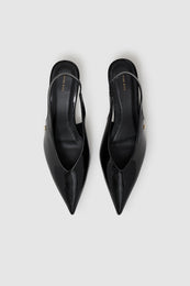 ANINE BING Hilda Slingback Pumps - Black Patent - top view