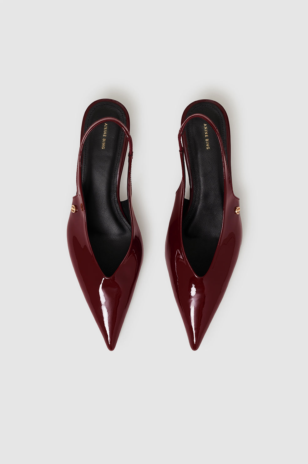 ANINE BING Hilda Slingback Pumps - Burgundy - top view