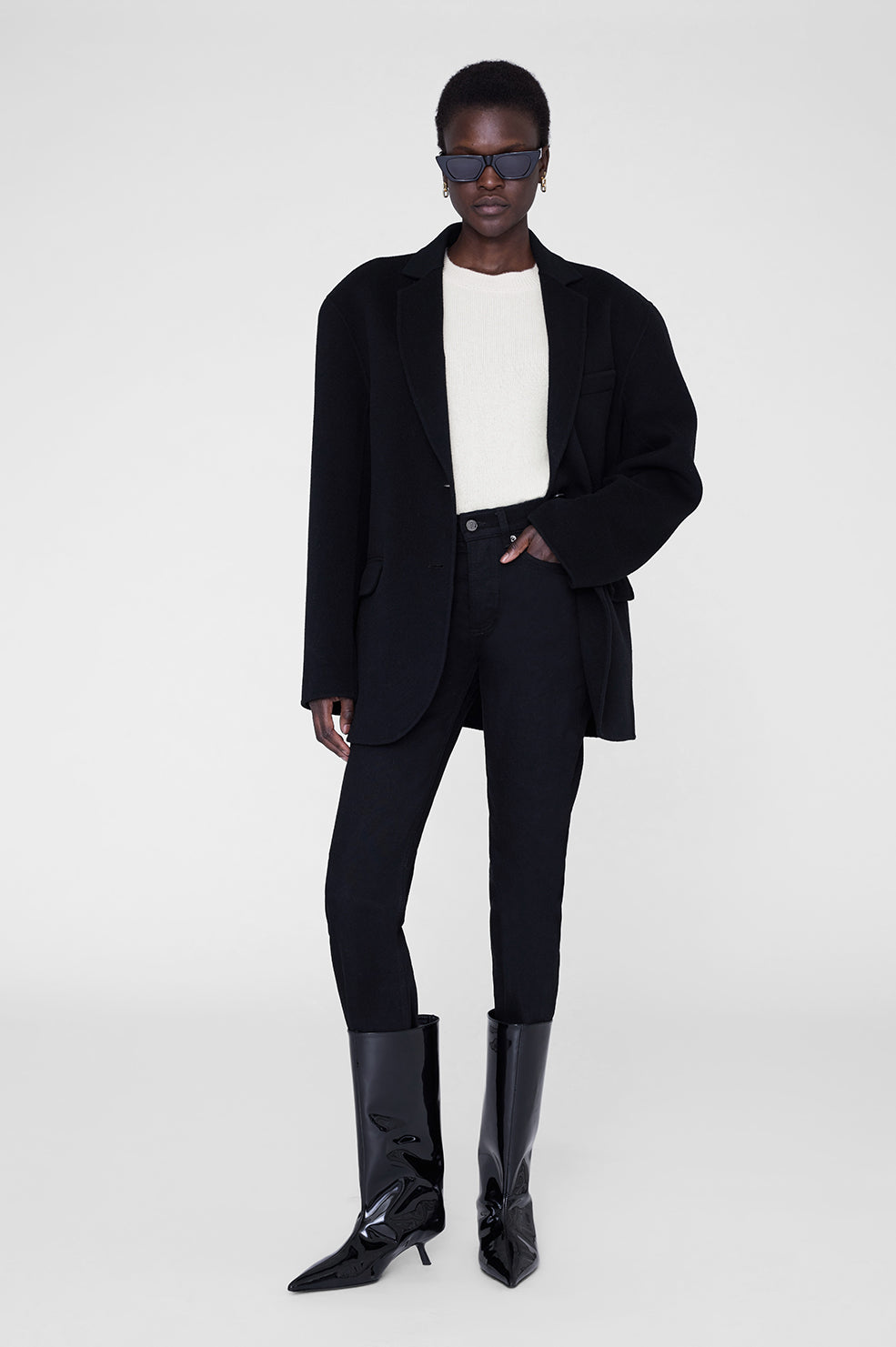 Hilda Wide Boots - Black Patent View 3