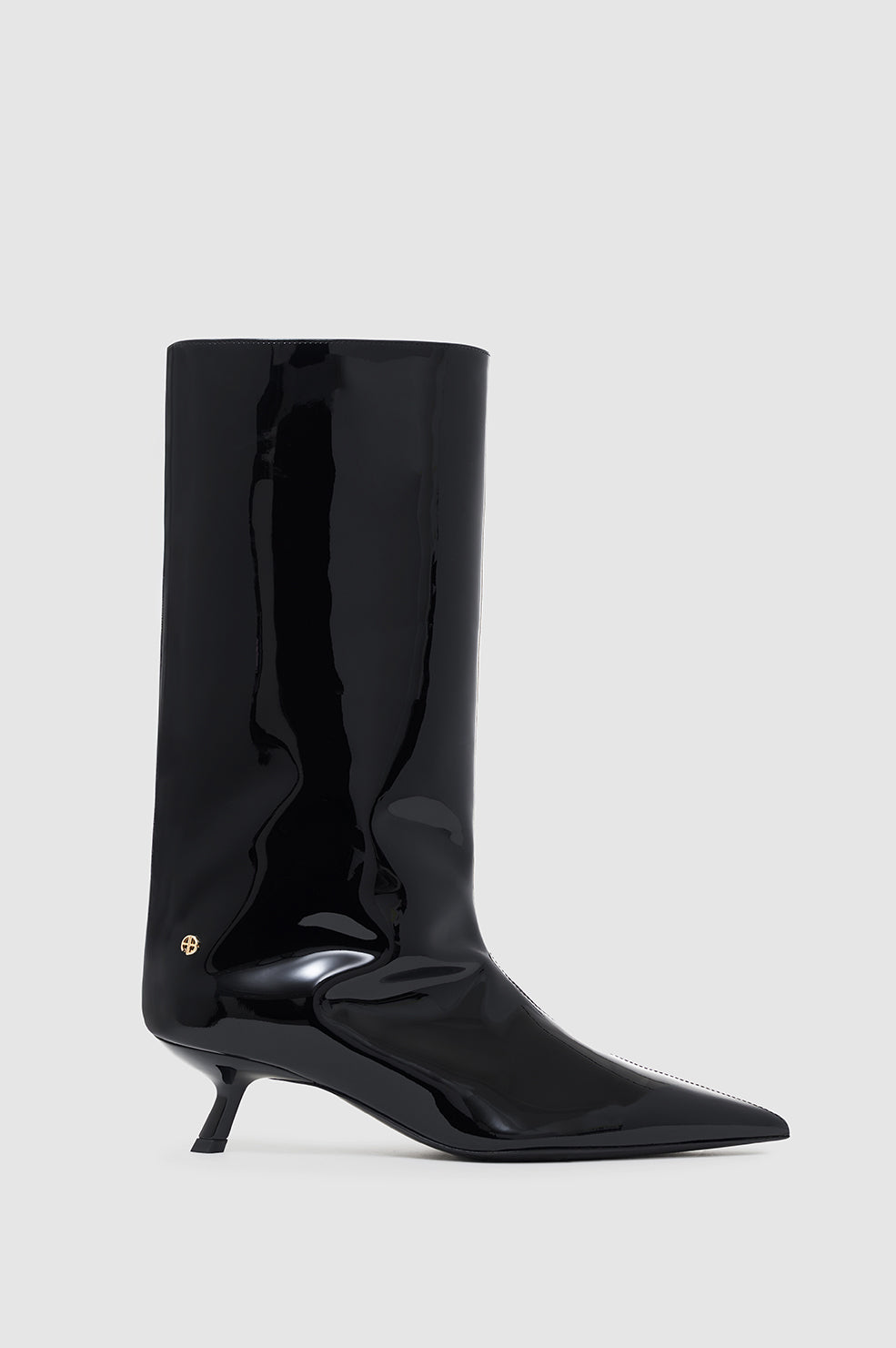 Hilda Wide Boots - Black Patent View 1