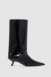 ANINE BING Hilda Wide Boots - Black Patent - Side Single View