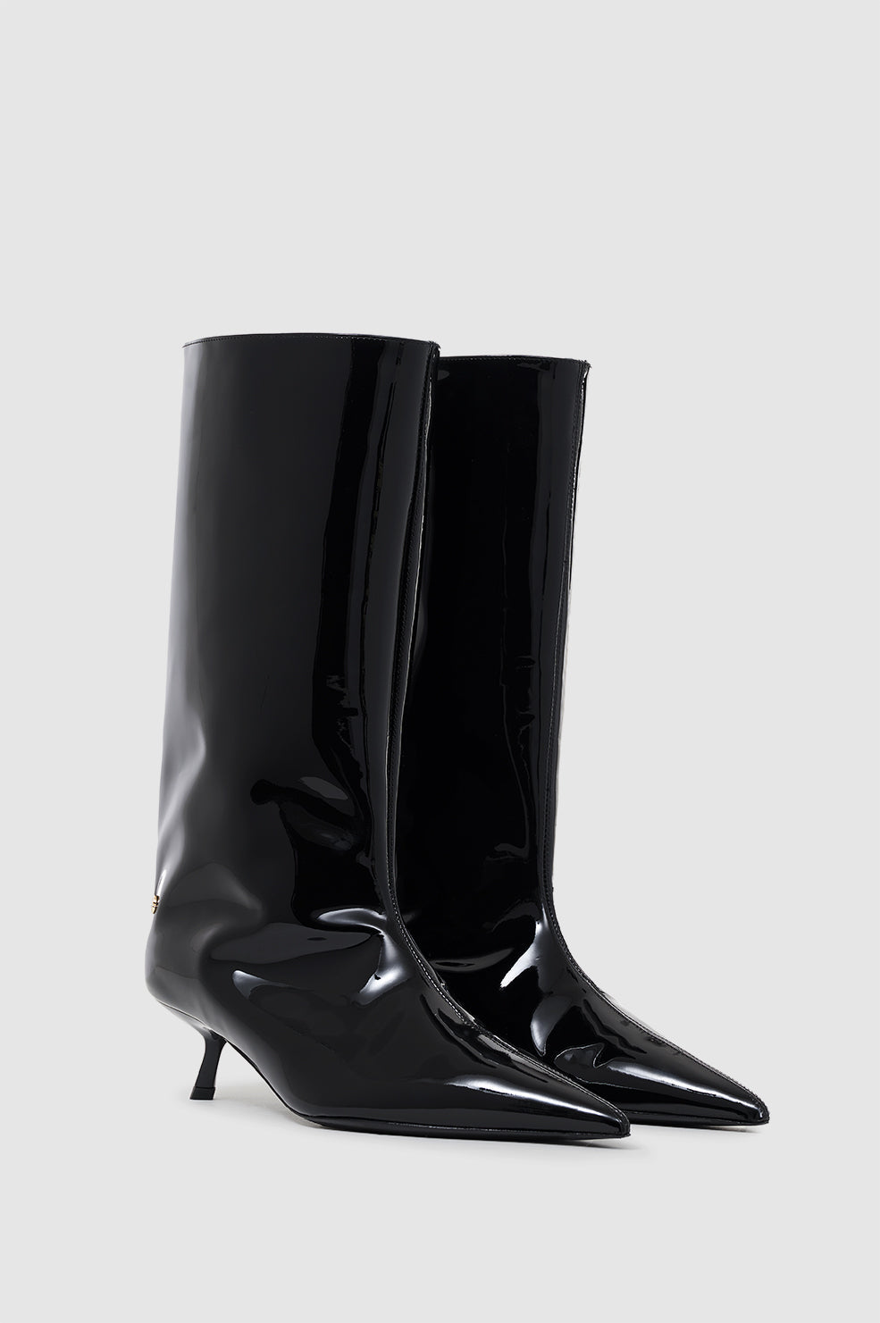 Hilda Wide Boots - Black Patent View 2