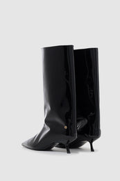 ANINE BING Hilda Wide Boots - Black Patent - Pair back view