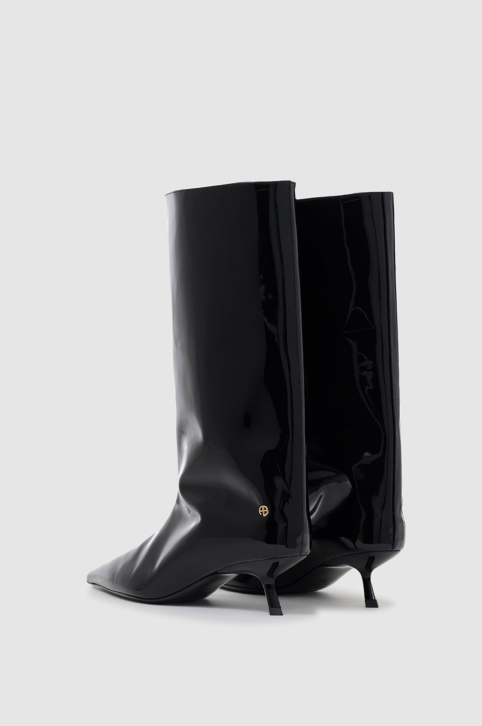 ANINE BING Hilda Wide Boots - Black Patent - Pair back view