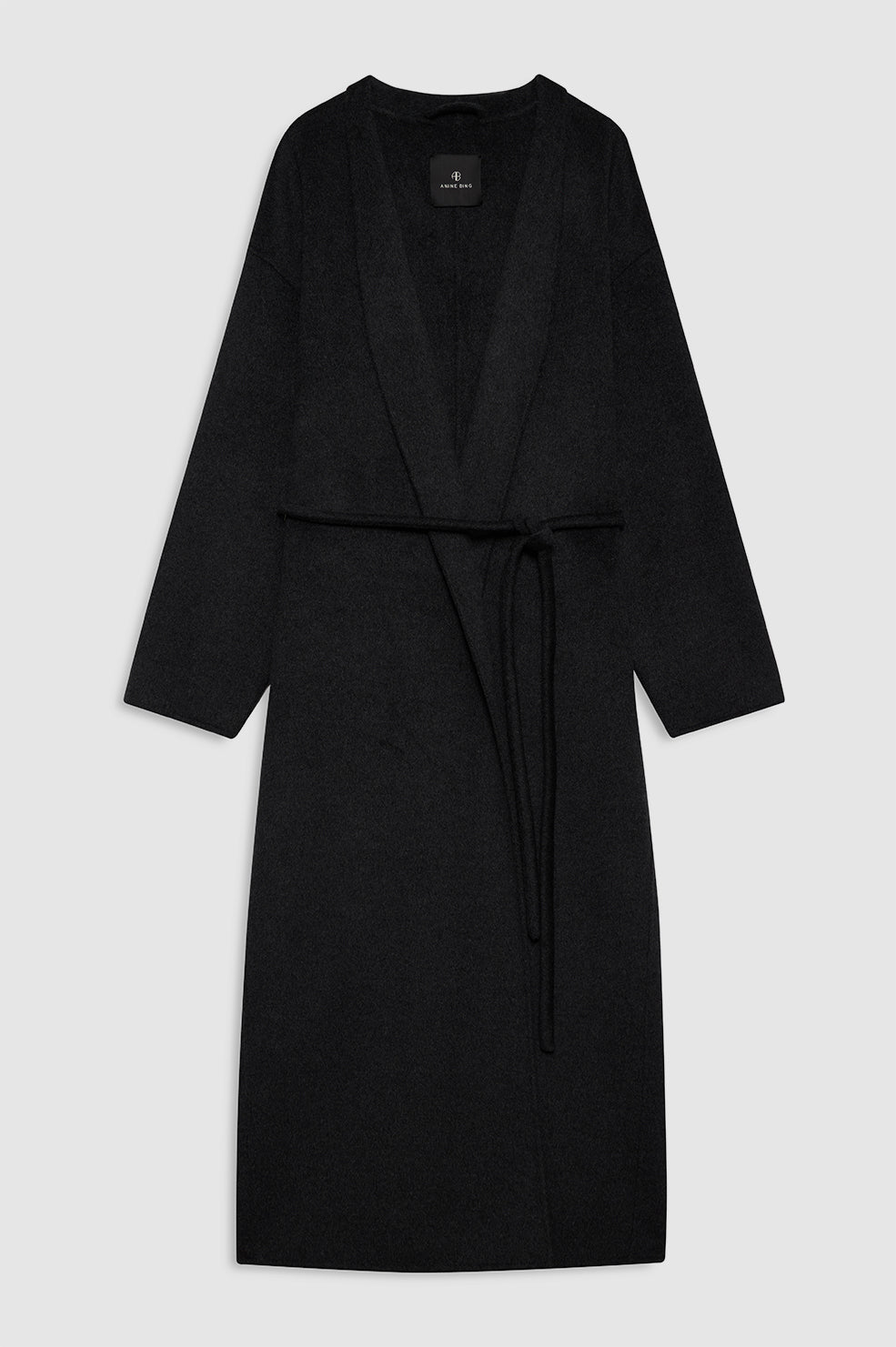 ANINE BING Hunter Coat - Dark Heather Grey Cashmere Blend - Front View